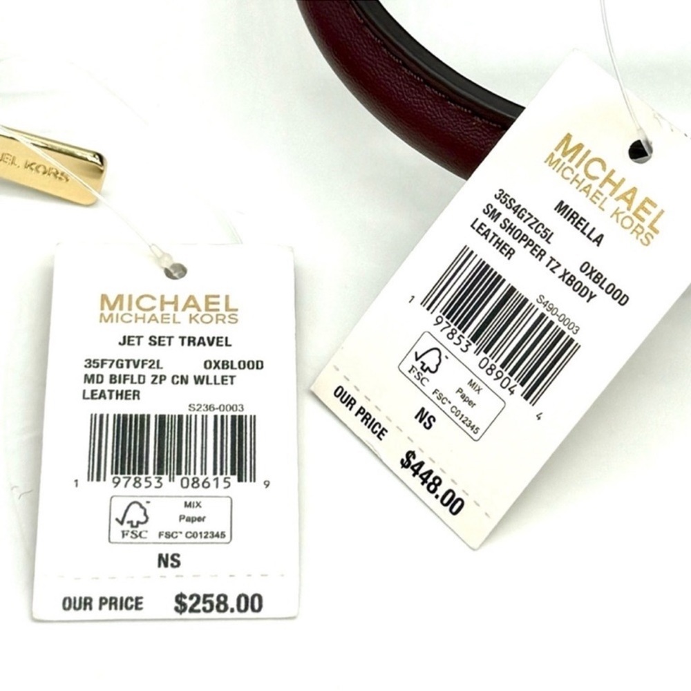 Michael Kors Mirella Small Crossbody Bag & Medium Zip Chain Wallet Ox Blood - Picture 13 of 13